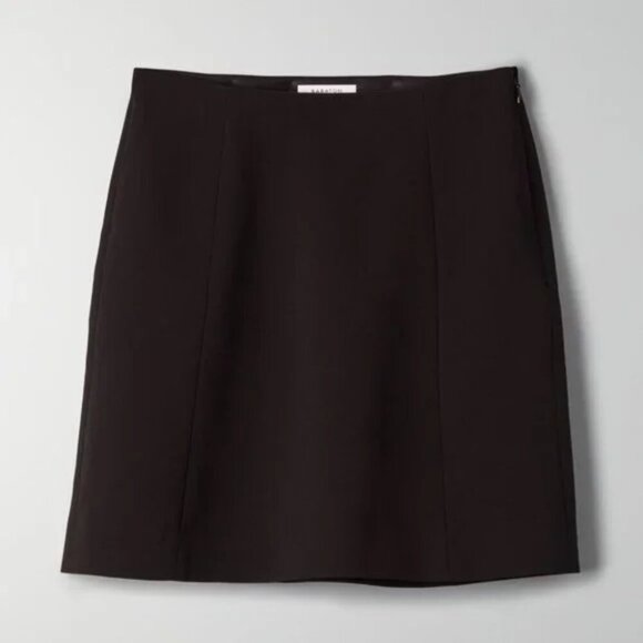 Aritzia Babaton Hopper Faux Suede Mini Skirt Black Size 12 - Picture 1 of 8